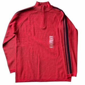 BLUEiNK Quarter Zip Mock Neck Striped Sweater